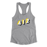 Pittsburgh 412 Area Code Women's Racerback Tank-Heather Grey-Allegiant Goods Co. Vintage Sports Apparel