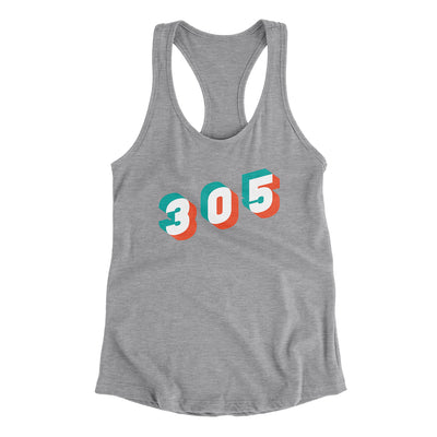 Miami 305 Area Code Women's Racerback Tank-Heather Grey-Allegiant Goods Co. Vintage Sports Apparel