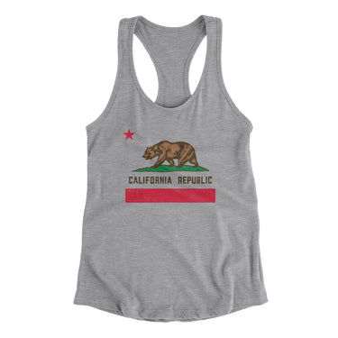 California State Flag Women's Racerback Tank-Heather Grey-Allegiant Goods Co. Vintage Sports Apparel
