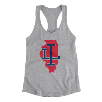 Illinois Home State Women's Racerback Tank-90/10 Heather Gray-Allegiant Goods Co. Vintage Sports Apparel