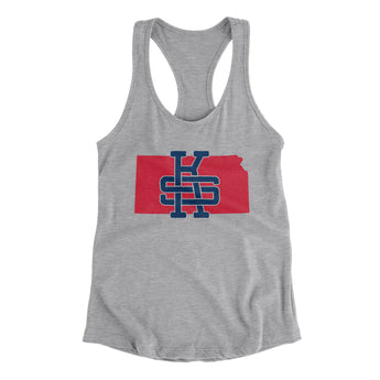 Kansas Home State Women's Racerback Tank-90/10 Heather Gray-Allegiant Goods Co. Vintage Sports Apparel