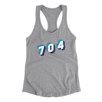 Charlotte 704 Area Code Women's Racerback Tank-Heather Grey-Allegiant Goods Co. Vintage Sports Apparel