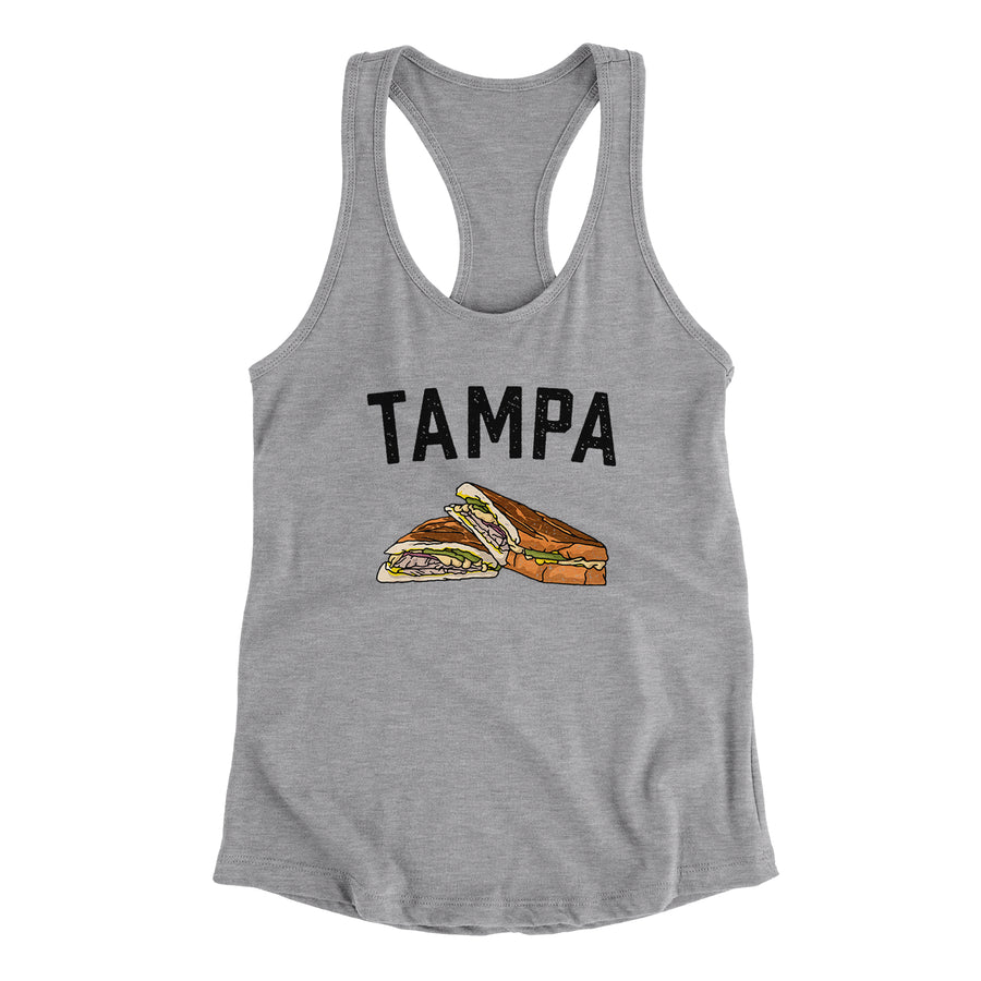 Tampa Cuban Sandwich Women's Racerback Tank-Heather Grey-Allegiant Goods Co. Vintage Sports Apparel
