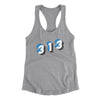 Detroit 313 Area Code Women's Racerback Tank-Heather Grey-Allegiant Goods Co. Vintage Sports Apparel