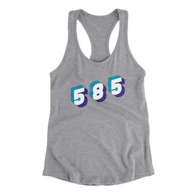 Rochester 585 Area Code Women's Racerback Tank-Heather Grey-Allegiant Goods Co. Vintage Sports Apparel