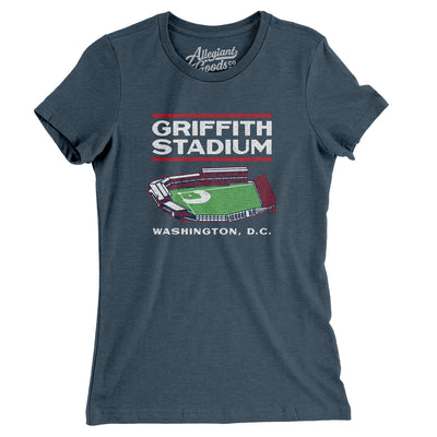 Griffith Stadium Women's T-Shirt-Heather Navy-Allegiant Goods Co. Vintage Sports Apparel