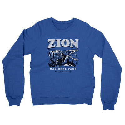 Zion National Park Midweight Crewneck Sweatshirt-Royal Heather-Allegiant Goods Co. Vintage Sports Apparel