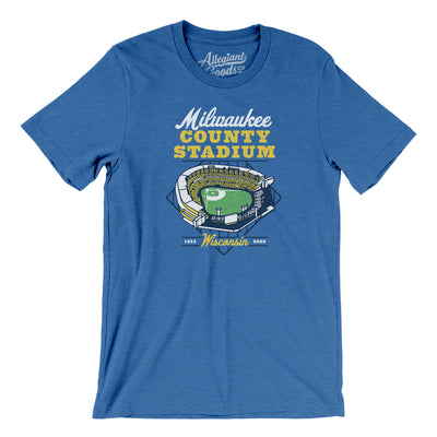 Milwaukee County Stadium Men/Unisex T-Shirt-Heather True Royal-Allegiant Goods Co. Vintage Sports Apparel