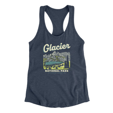 Glacier National Park Women's Racerback Tank-Indigo-Allegiant Goods Co. Vintage Sports Apparel