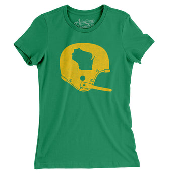 Wisconsin Vintage Football Helmet Women's T-Shirt-Kelly-Allegiant Goods Co. Vintage Sports Apparel