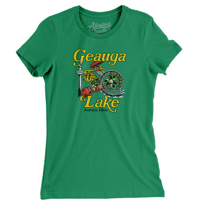 Geauga Lake Amusement Park Women's T-Shirt-Kelly Green-Allegiant Goods Co. Vintage Sports Apparel