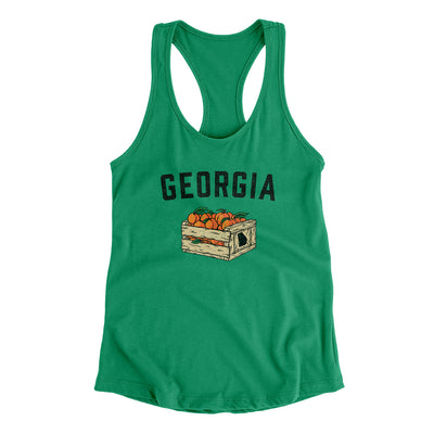 Georgia Peach Crate Women's Racerback Tank-Kelly Green-Allegiant Goods Co. Vintage Sports Apparel