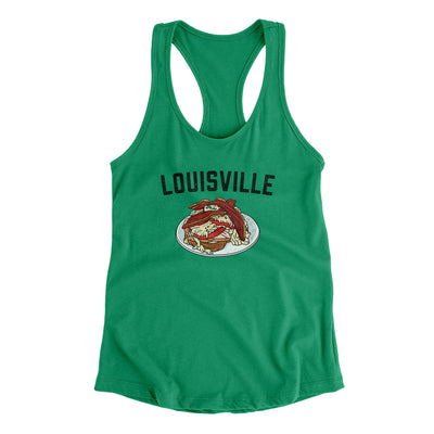 Louisville Hot Brown Women's Racerback Tank-Kelly Green-Allegiant Goods Co. Vintage Sports Apparel