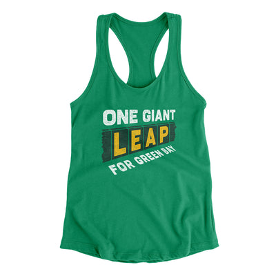 One Giant Leap For Green Bay Women's Racerback Tank-Kelly Green-Allegiant Goods Co. Vintage Sports Apparel