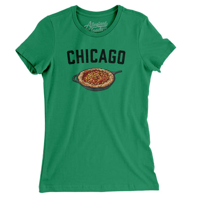 Chicago Style Deep Dish Pizza Women's T-Shirt-Kelly-Allegiant Goods Co. Vintage Sports Apparel