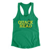 Quack Head Women's Racerback Tank-Kelly Green-Allegiant Goods Co. Vintage Sports Apparel