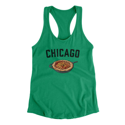 Chicago Style Deep Dish Pizza Women's Racerback Tank-Kelly Green-Allegiant Goods Co. Vintage Sports Apparel