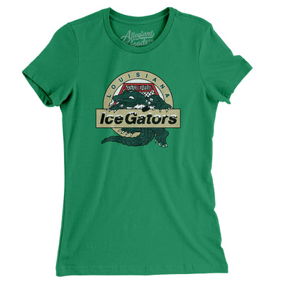 Louisiana Ice Gators Defunct Hockey Women's T-Shirt-Kelly-Allegiant Goods Co. Vintage Sports Apparel