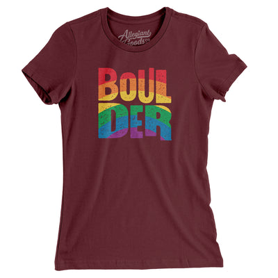 Boulder Colorado Pride Women's T-Shirt-Maroon-Allegiant Goods Co. Vintage Sports Apparel