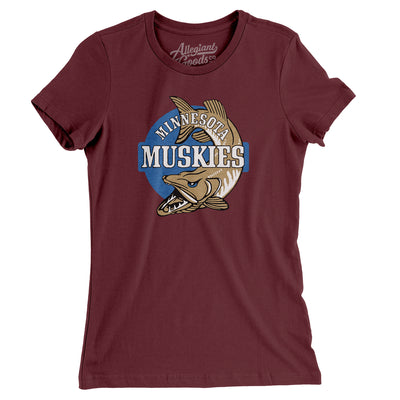 Minnesota Muskies Basketball Women's T-Shirt-Maroon-Allegiant Goods Co. Vintage Sports Apparel