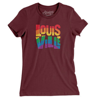 Louisville Kentucky Pride Women's T-Shirt-Maroon-Allegiant Goods Co. Vintage Sports Apparel