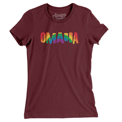 Omaha Nebraska Pride Women's T-Shirt-Maroon-Allegiant Goods Co. Vintage Sports Apparel