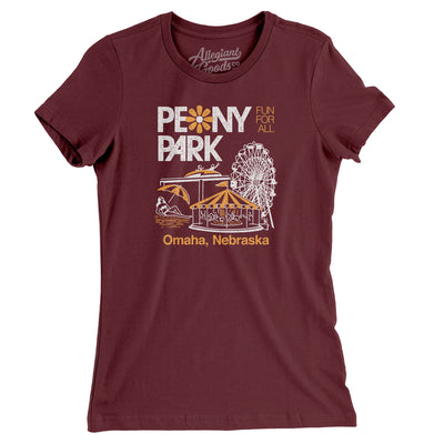 Peony Park Amusement Park Women's T-Shirt-Maroon-Allegiant Goods Co. Vintage Sports Apparel