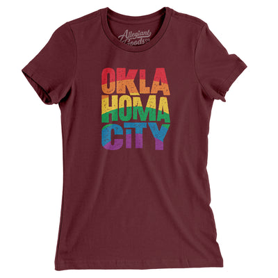 Oklahoma City Oklahoma Pride Women's T-Shirt-Maroon-Allegiant Goods Co. Vintage Sports Apparel