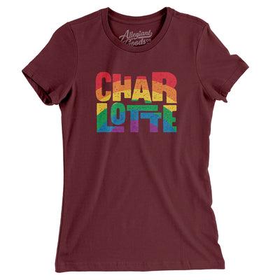 Charlotte North Carolina Pride Women's T-Shirt-Maroon-Allegiant Goods Co. Vintage Sports Apparel