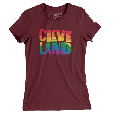 Cleveland Ohio Pride Women's T-Shirt-Maroon-Allegiant Goods Co. Vintage Sports Apparel