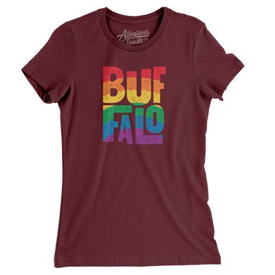 Buffalo New York Pride Women's T-Shirt-Maroon-Allegiant Goods Co. Vintage Sports Apparel