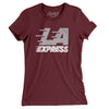 Los Angeles Express Football Women's T-Shirt-Maroon-Allegiant Goods Co. Vintage Sports Apparel