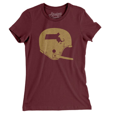 Massachusetts Vintage Football Helmet Women's T-Shirt-Allegiant Goods Co. Vintage Sports Apparel