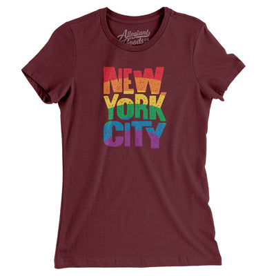 New York City Pride Women's T-Shirt-Maroon-Allegiant Goods Co. Vintage Sports Apparel