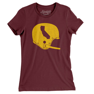 California Vintage Football Helmet Women's T-Shirt-Maroon-Allegiant Goods Co. Vintage Sports Apparel
