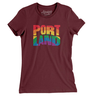 Portland Oregon Pride Women's T-Shirt-Maroon-Allegiant Goods Co. Vintage Sports Apparel