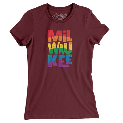Milwaukee Wisconsin Pride Women's T-Shirt-Maroon-Allegiant Goods Co. Vintage Sports Apparel