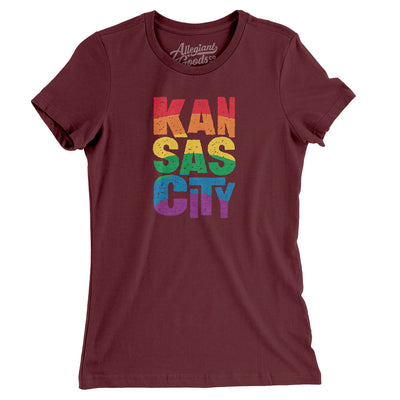 Kansas City Pride Women's T-Shirt-Maroon-Allegiant Goods Co. Vintage Sports Apparel