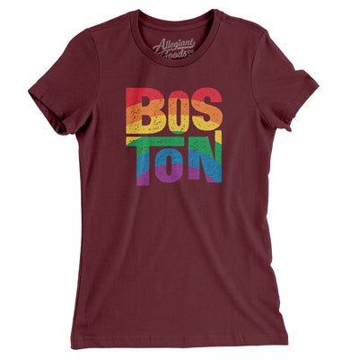 Boston Massachusetts Pride Women's T-Shirt-Maroon-Allegiant Goods Co. Vintage Sports Apparel