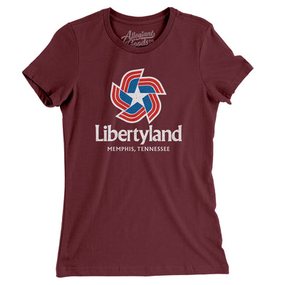 Libertyland Amusement Park Women's T-Shirt-Maroon-Allegiant Goods Co. Vintage Sports Apparel