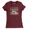 St. Pete Florida Pier Women's T-Shirt-Maroon-Allegiant Goods Co. Vintage Sports Apparel