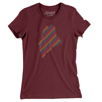 Maine Pride State Women's T-Shirt-Maroon-Allegiant Goods Co. Vintage Sports Apparel