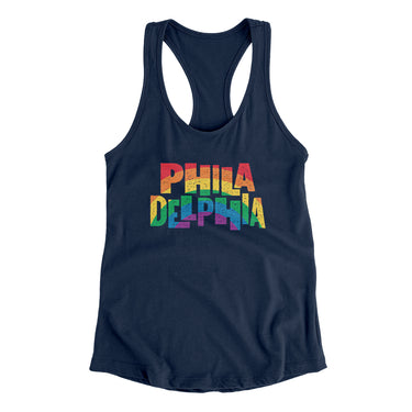 Philadelphia Pennsylvania Pride Women's Racerback Tank-Midnight Navy-Allegiant Goods Co. Vintage Sports Apparel