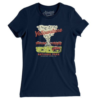 Yellowstone National Park Old Faithful Women's T-Shirt-Navy-Allegiant Goods Co. Vintage Sports Apparel