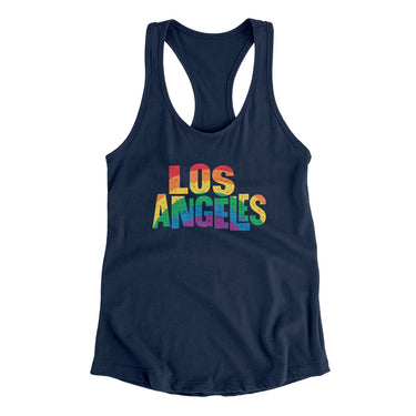 Los Angeles California Pride Women's Racerback Tank-Midnight Navy-Allegiant Goods Co. Vintage Sports Apparel
