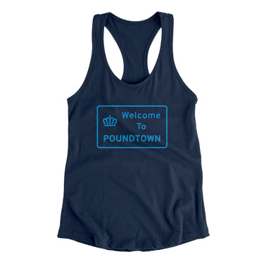 Welcome To Poundtown Women's Racerback Tank-Allegiant Goods Co. Vintage Sports Apparel