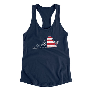 Virginia American Flag Women's Racerback Tank-Allegiant Goods Co. Vintage Sports Apparel