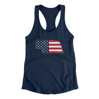 Nebraska American Flag Women's Racerback Tank-Allegiant Goods Co. Vintage Sports Apparel