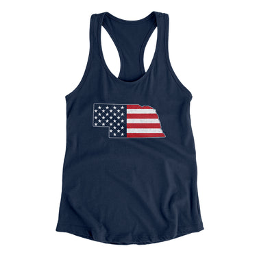 Nebraska American Flag Women's Racerback Tank-Allegiant Goods Co. Vintage Sports Apparel