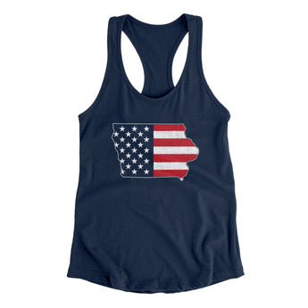 Iowa American Flag Women's Racerback Tank-Allegiant Goods Co. Vintage Sports Apparel